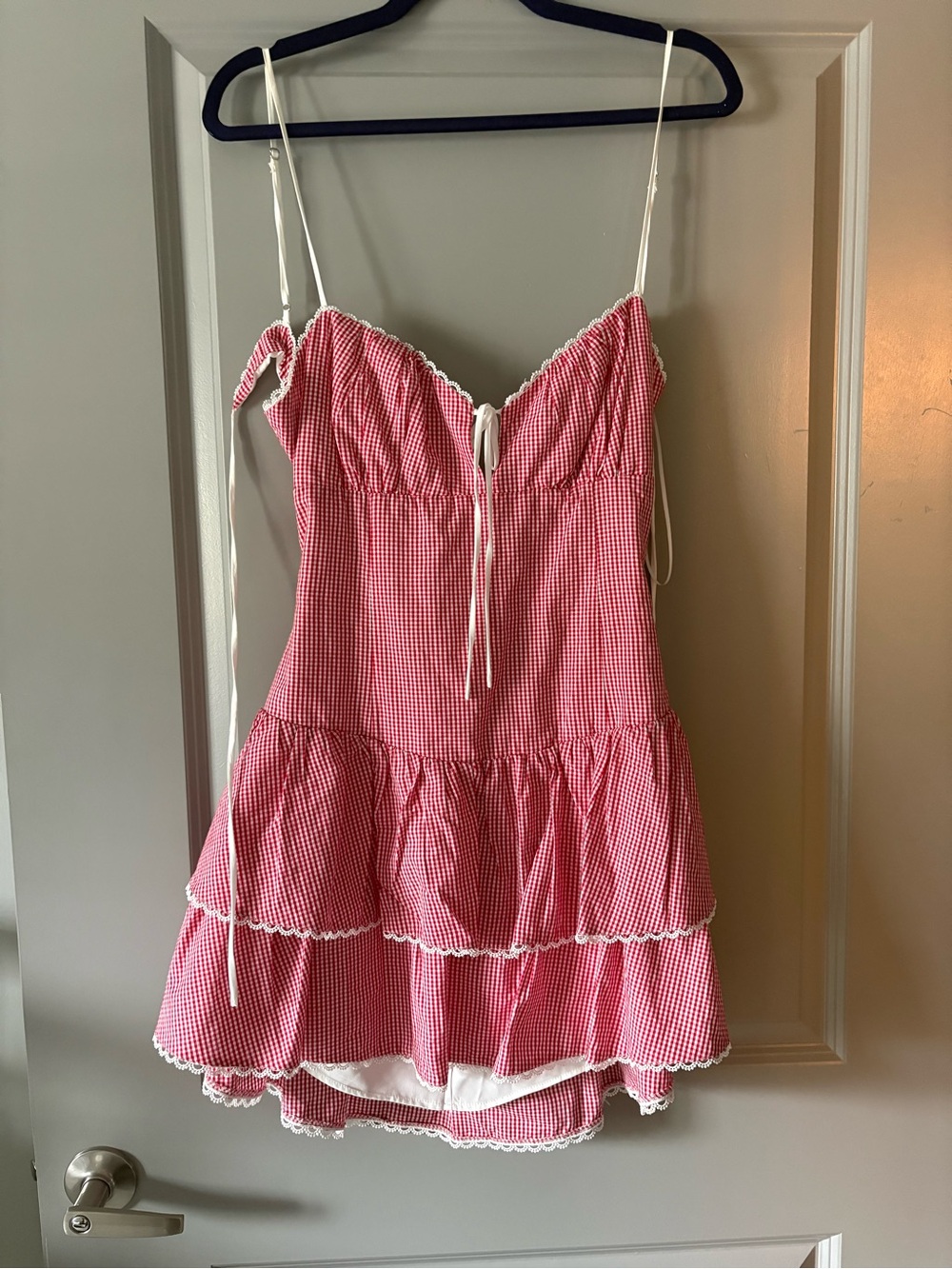 Cotton Candy LA Gingham Spaghetti-Strap Open Back Dress